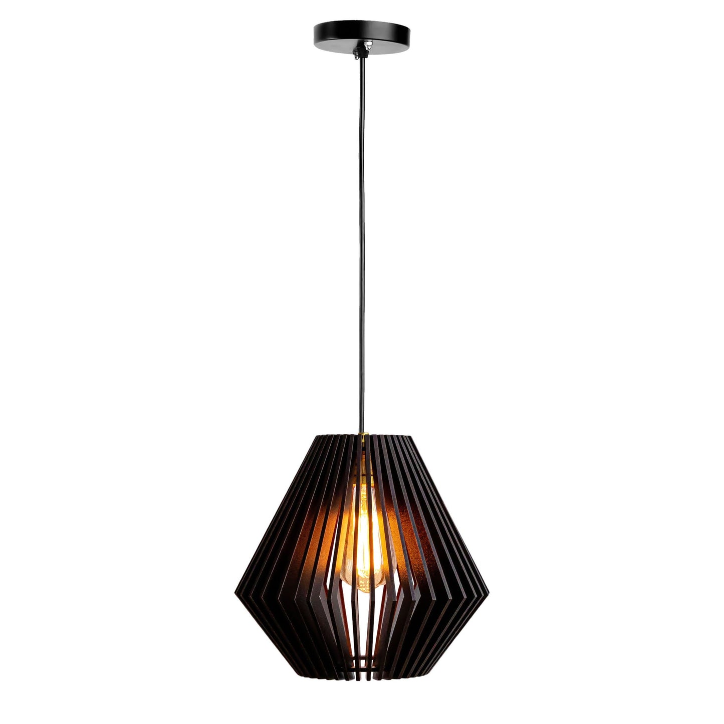 Canel Black Engineered Wood Ceiling Pendant Lamp