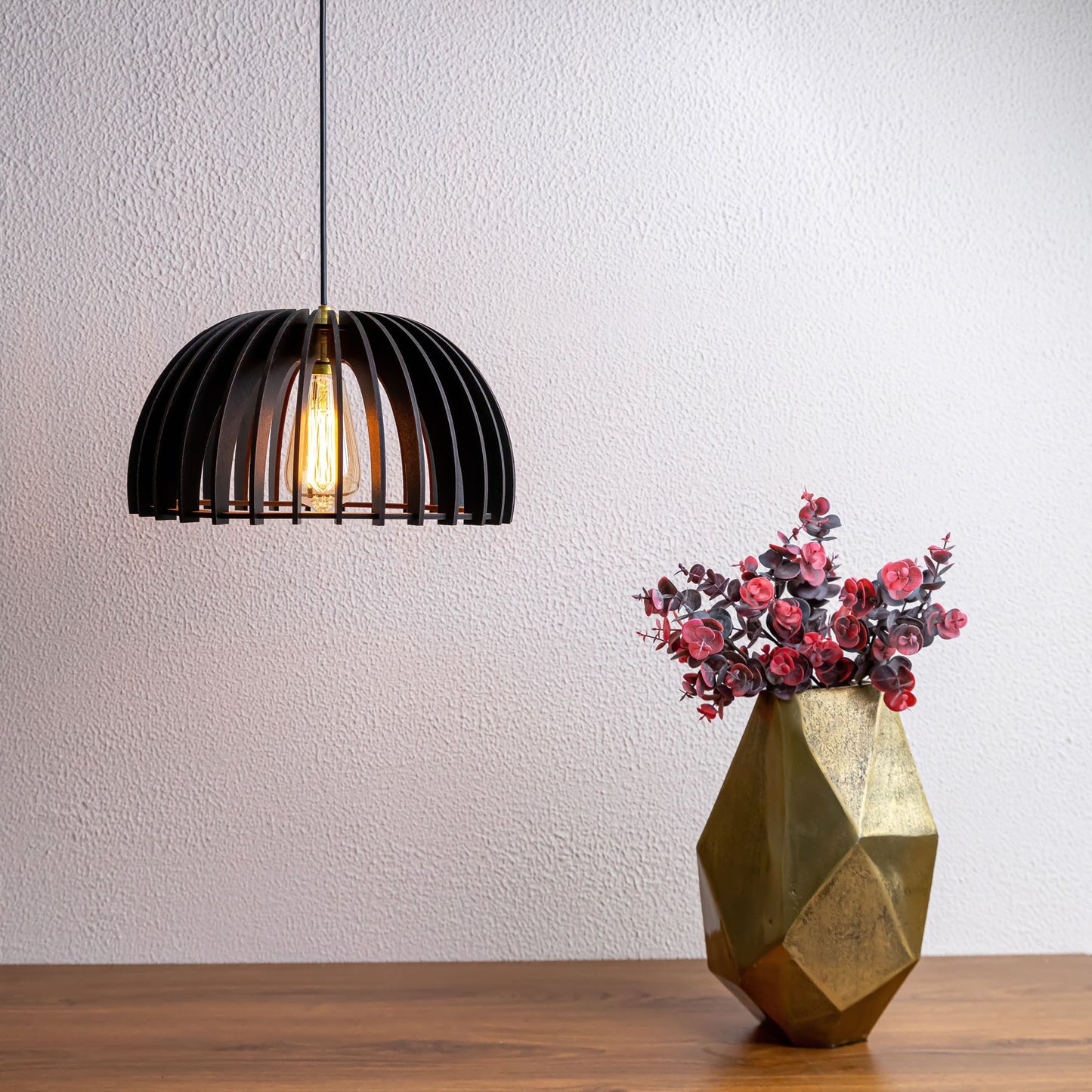Canopy Black Engineered Wood Ceiling Pendant Lamp