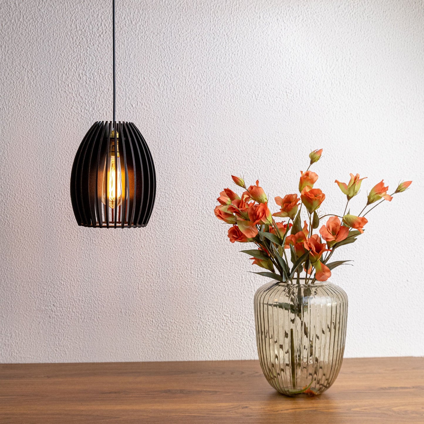 Carat Black Wood Ceiling Pendant Lamp