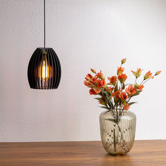 Carat Black Wood Ceiling Pendant Lamp