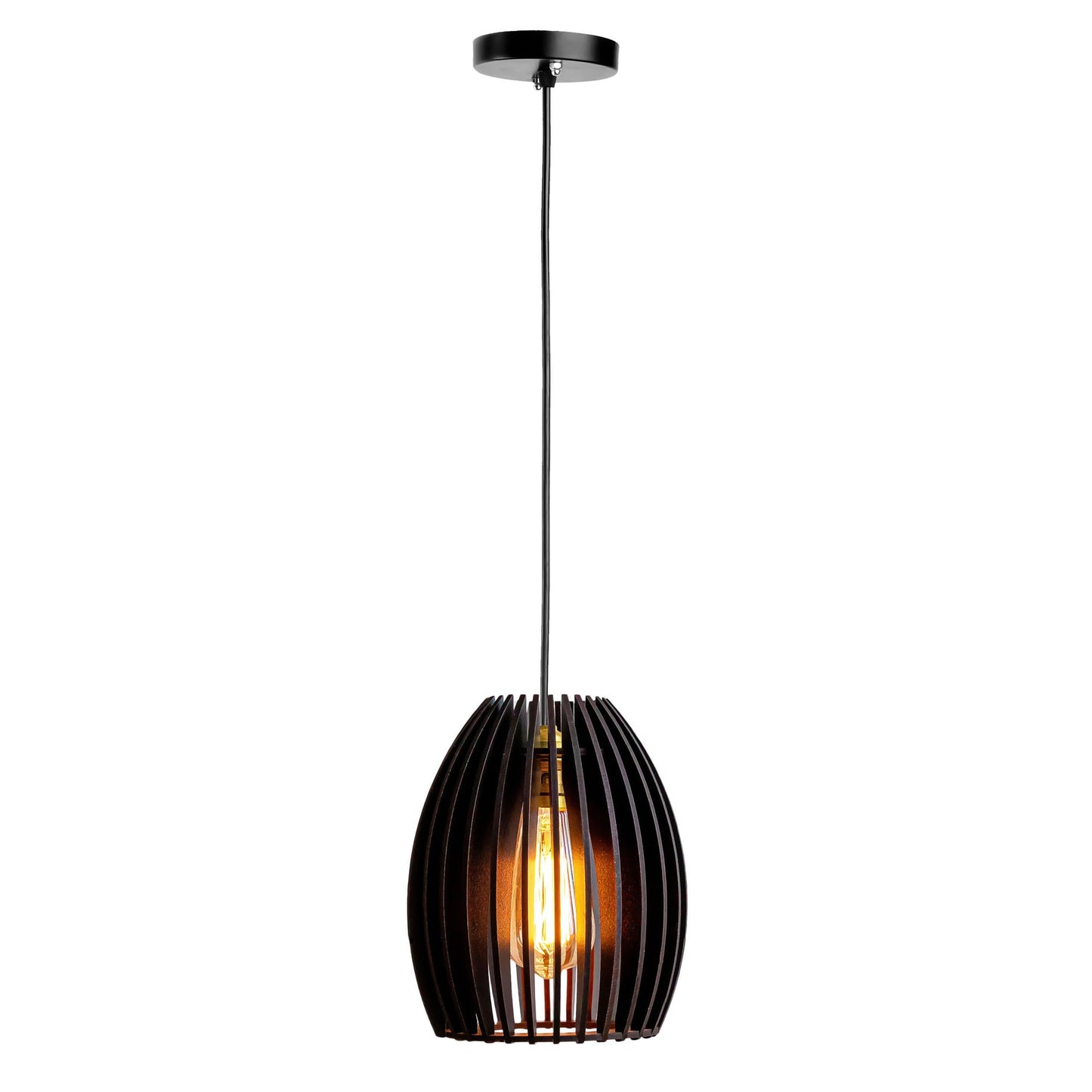 Carat Black Wood Ceiling Pendant Lamp