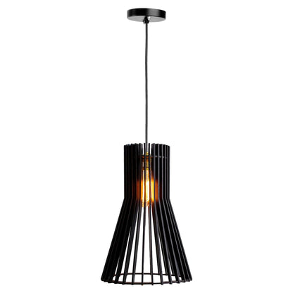 Cosie Black Wood Flared Ceiling Pendant Lamp