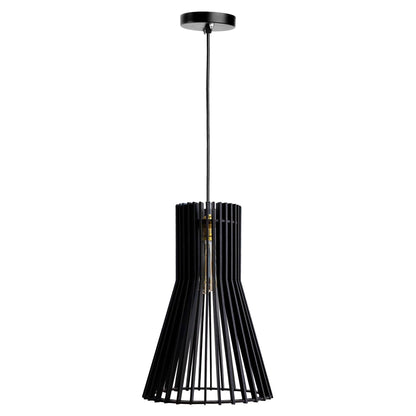 Cosie Black Wood Flared Ceiling Pendant Lamp