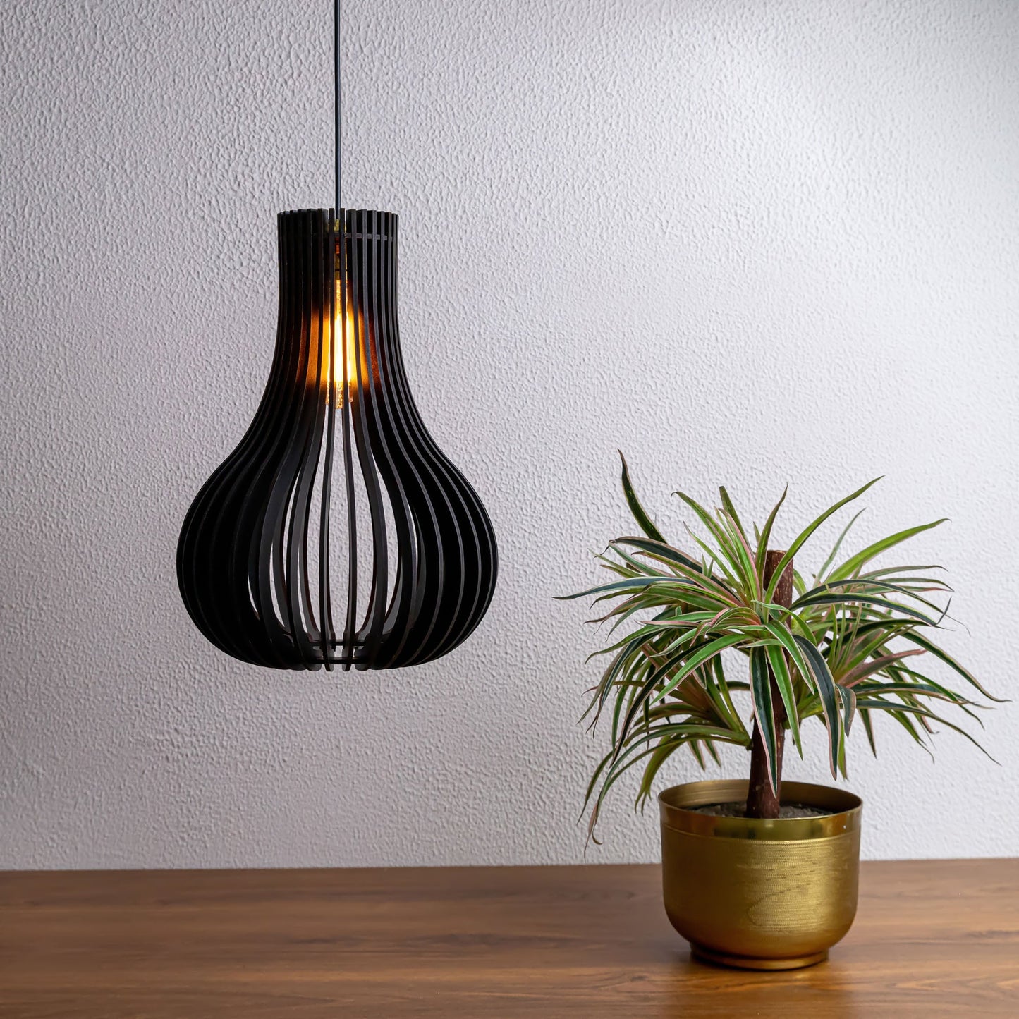 Carrie Black Engineered Wood Ceiling Pendant Lamp