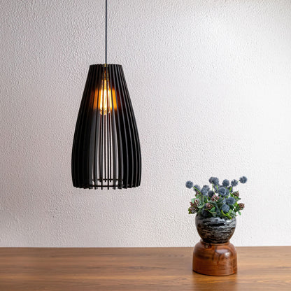 Cazel Black Engineered Wood Ceiling Pendant Lamp