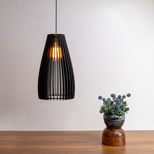 Cazel Black Engineered Wood Ceiling Pendant Lamp