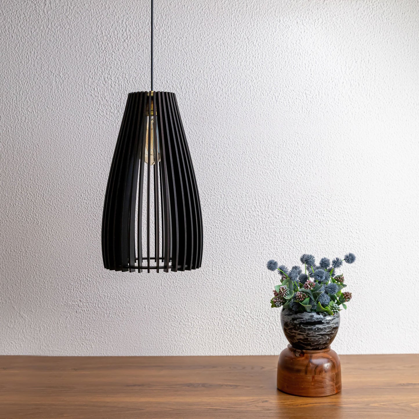 Cazel Black Engineered Wood Ceiling Pendant Lamp