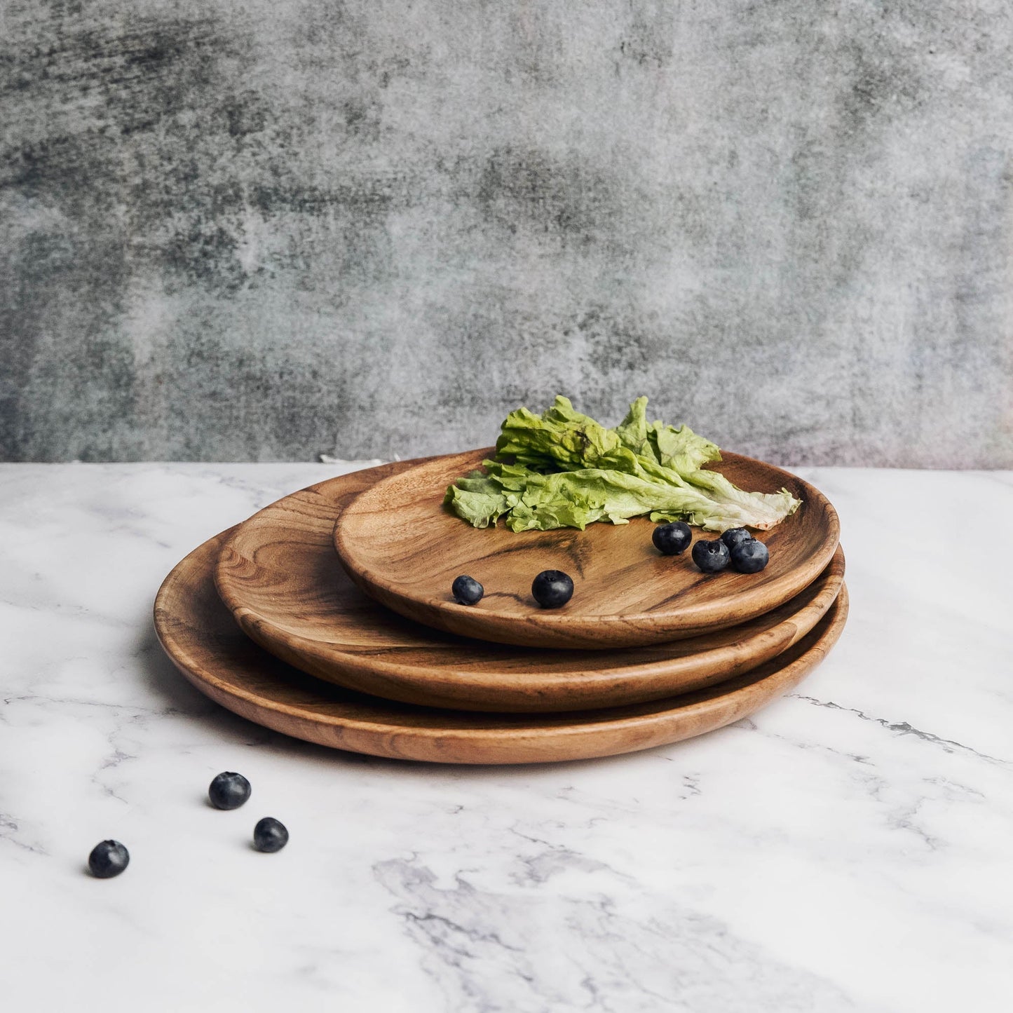 Dune Acacia Wood Plates - Set of 3 Nesting Plates