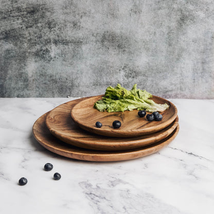 Dune Acacia Wood Plates - Set of 3 Nesting Plates