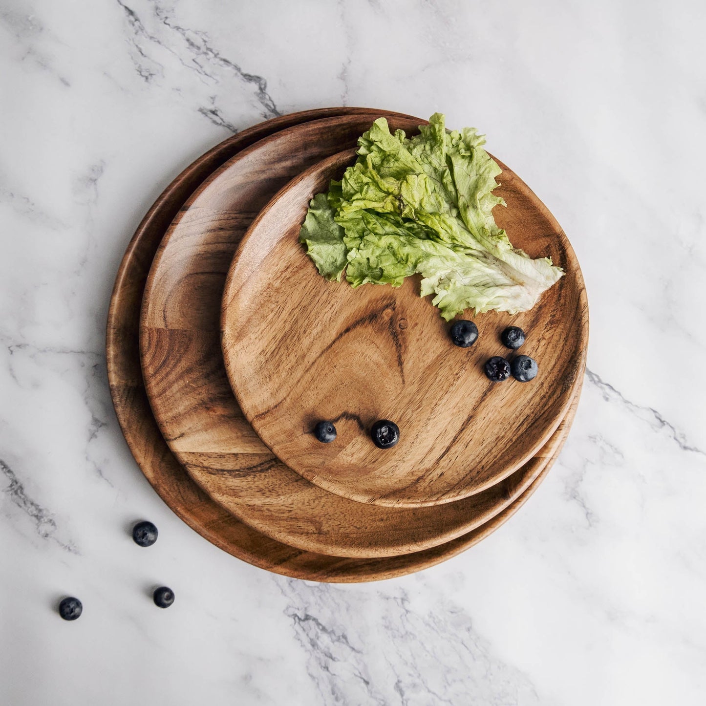 Dune Acacia Wood Plates - Set of 3 Nesting Plates