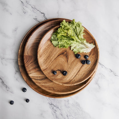 Dune Acacia Wood Plates - Set of 3 Nesting Plates