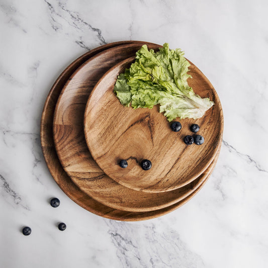 Dune Acacia Wood Plates - Set of 3 Nesting Plates