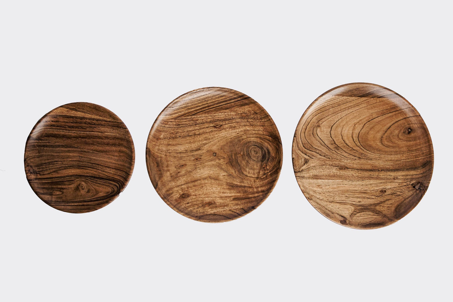 Dune Acacia Wood Plates - Set of 3 Nesting Plates