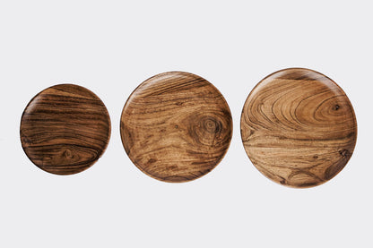 Dune Acacia Wood Plates - Set of 3 Nesting Plates