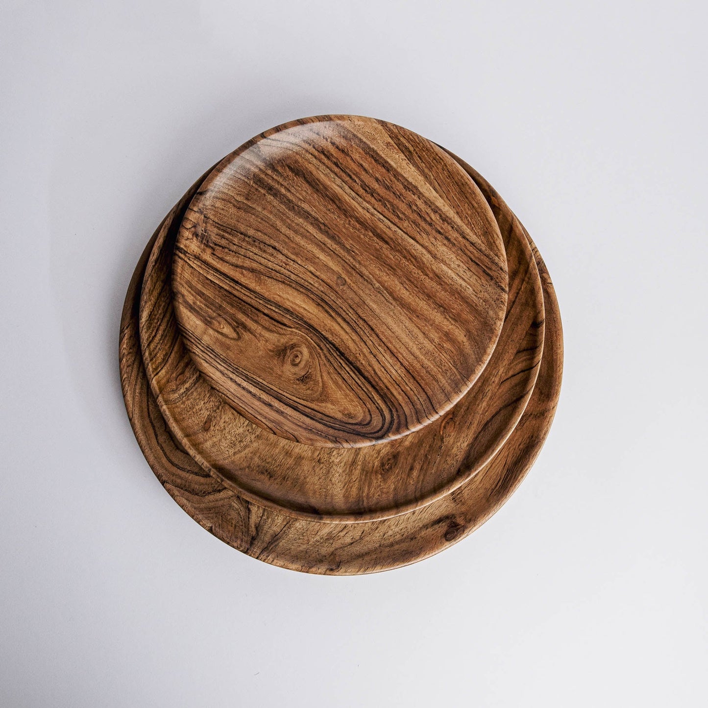 Dune Acacia Wood Plates - Set of 3 Nesting Plates