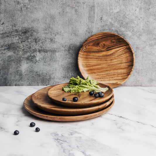 Dune Acacia Wood Plates - Set of 3 Nesting Plates