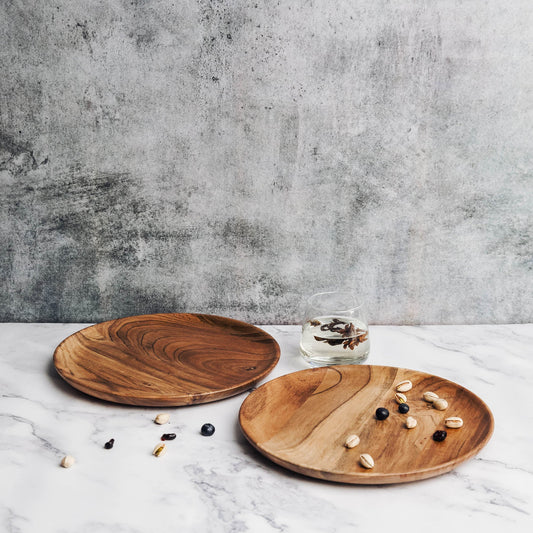 Dune Acacia Wood Plates | Set of 2 Large Plates
