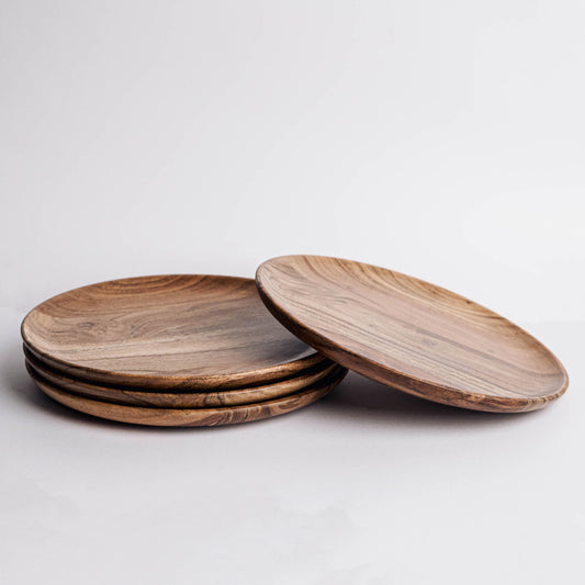Dune Acacia Wood Plates | Set of 4 Large Plates