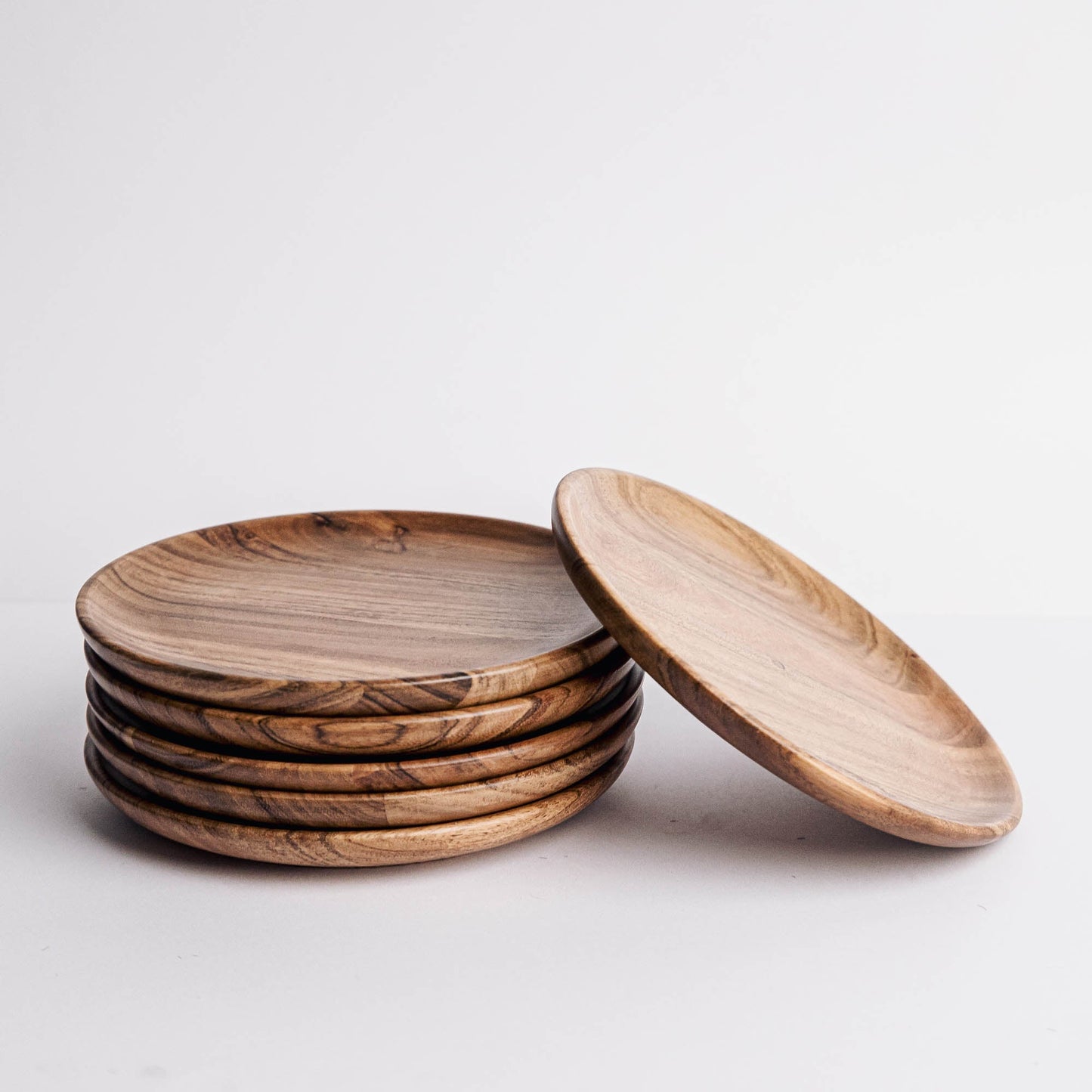 Dune Acacia Wood Plates | Set of 6 Large Plates