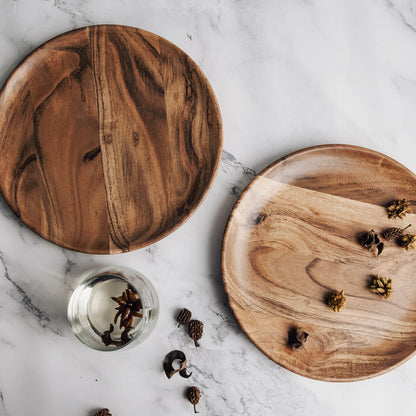 Dune Acacia Wood Plates | Set of 2 Medium Plates