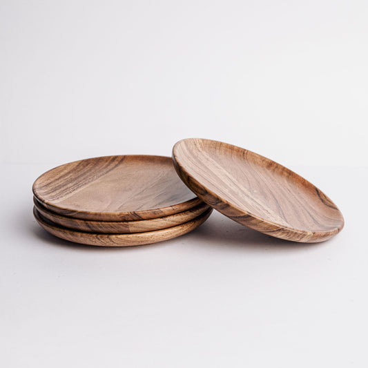 Dune Acacia Wood Plates | Set of 4 Medium Plates