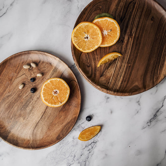 Dune Acacia Wood Plates | Set of 6 Medium Plates