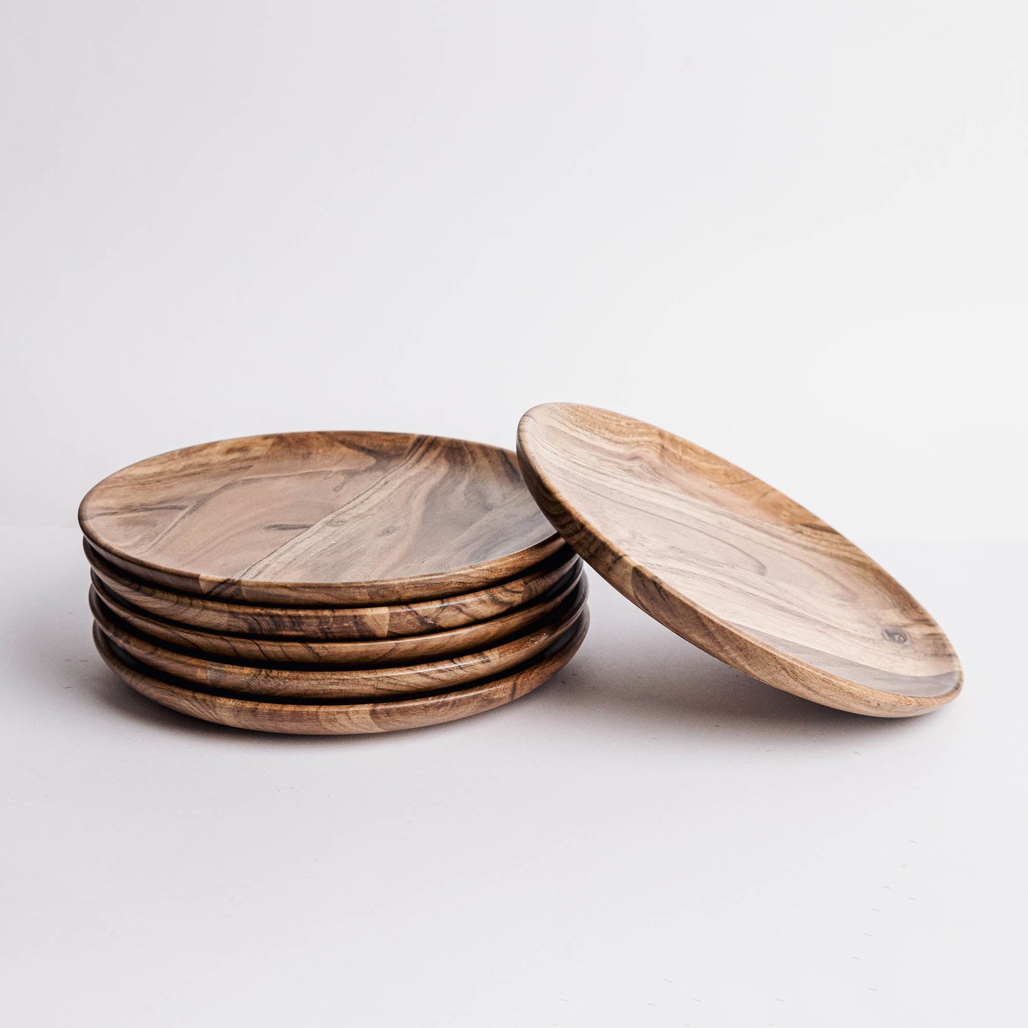 Dune Acacia Wood Plates | Set of 6 Medium Plates