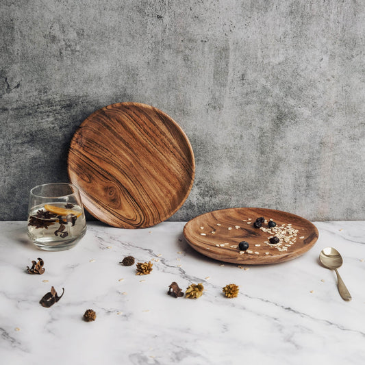Dune Acacia Wood Plates | Set of 2 Small Plates