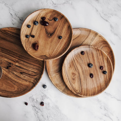 Dune Acacia Wood Nested Plates 4-Piece Serving Set