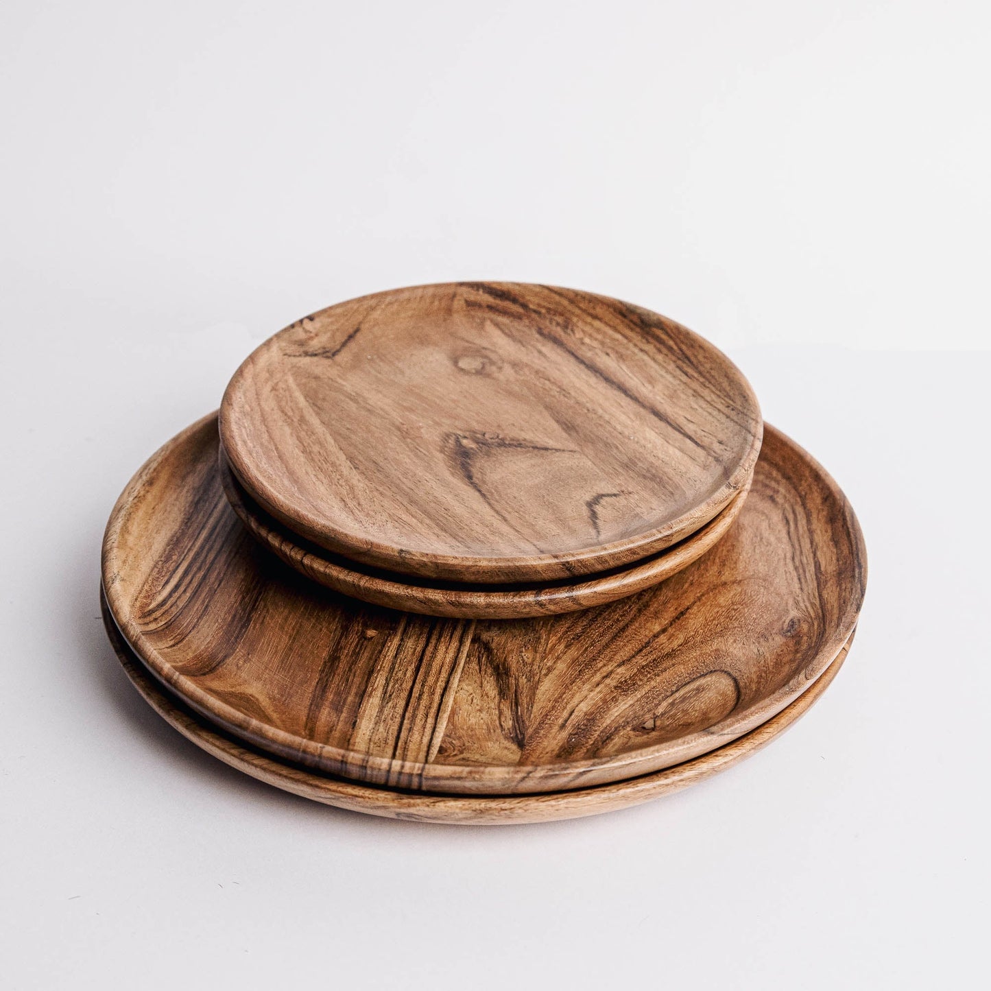 Dune Acacia Wood Nested Plates 4-Piece Serving Set