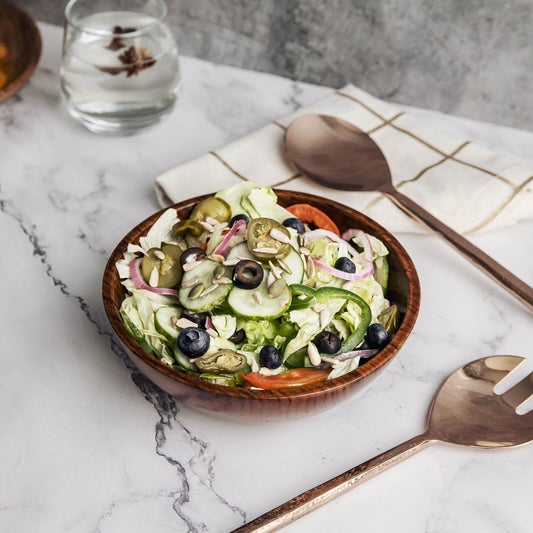 Dora Bowl | Handcrafted Sheesham Wood Serving Bowl
