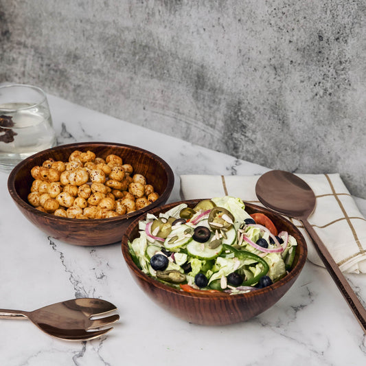 Dora Set of 2 Bowls | Handcrafted Sheesham Wood Serving Bowls