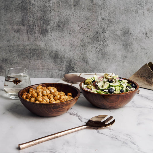 Dora Set of 2 Bowls | Handcrafted Sheesham Wood Serving Bowls