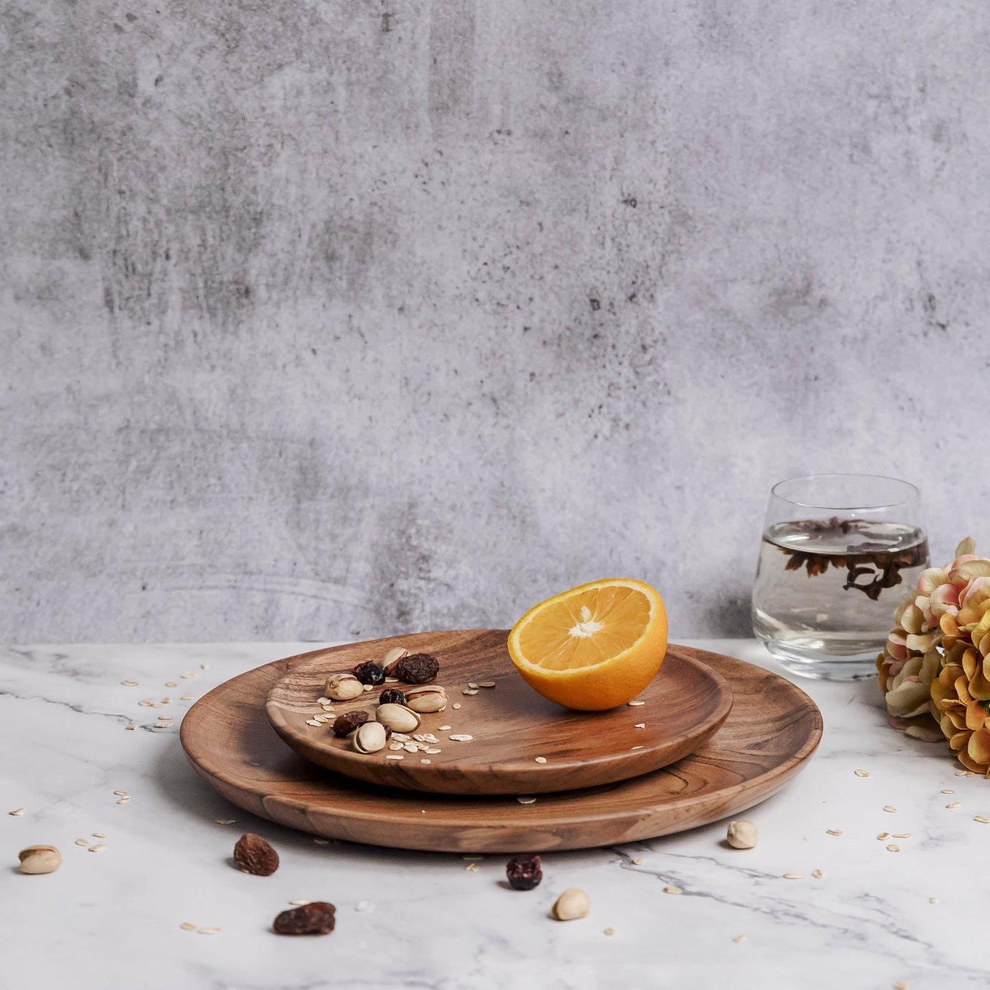 Dune Acacia Wood Plate Set 2-Piece Dinnerware