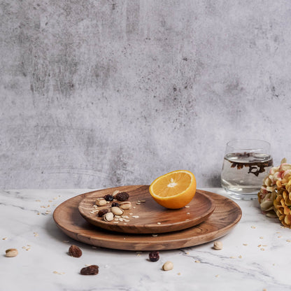 Dune Acacia Wood Plate Set 2-Piece Dinnerware