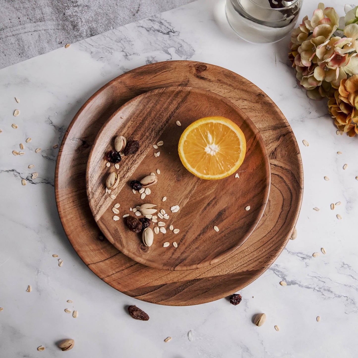 Dune Acacia Wood Plate Set 2-Piece Dinnerware