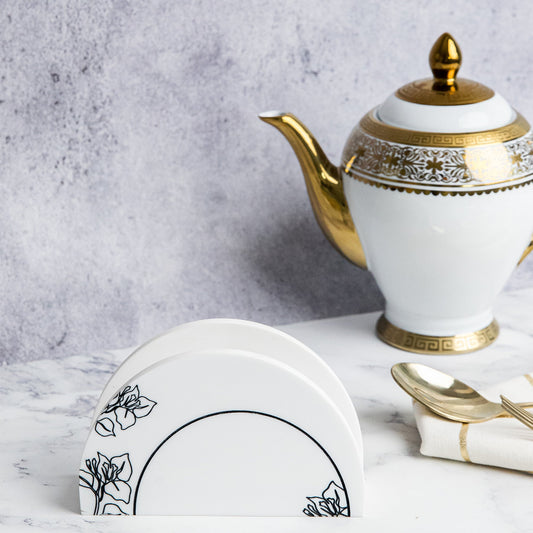 Flora Marble Napkin Holder | Handcrafted Floral Tabletop Tissue Stand