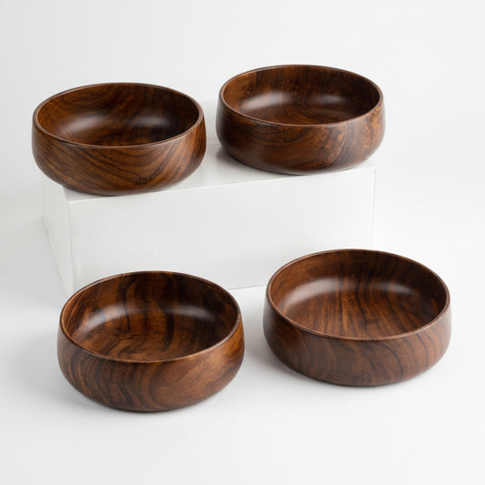 Baro Sheesham Wood Bowl | Medium Round Serving Bowl | Set of 4