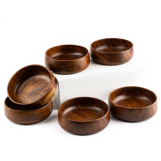 Baro Sheesham Wood Bowl | Medium Round Serving Bowl | Set of 6