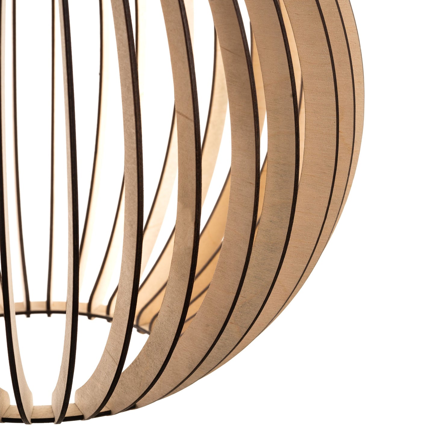 Bongo Birch Ply Ceiling Pendant Lamp | Large Globe Slatted Wooden Hanging Light
