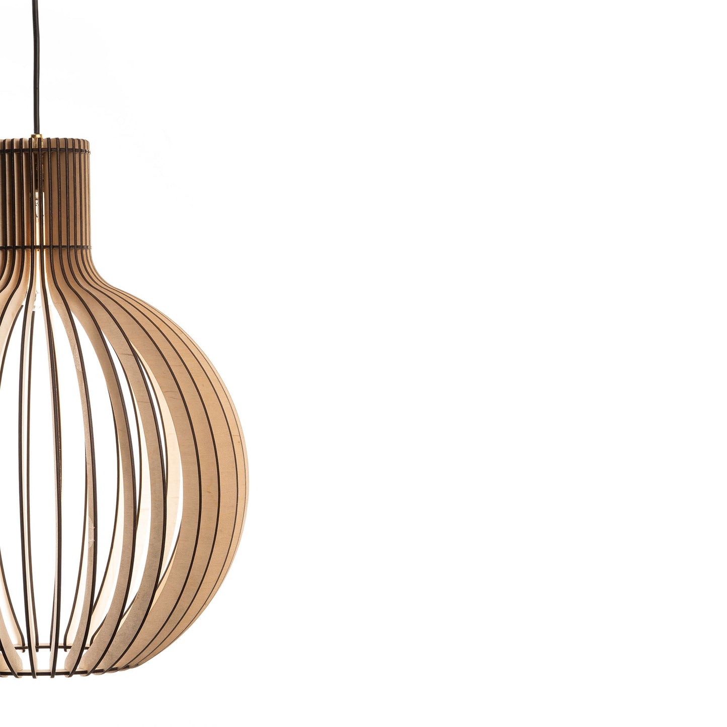 Bongo Birch Ply Ceiling Pendant Lamp | Large Globe Slatted Wooden Hanging Light