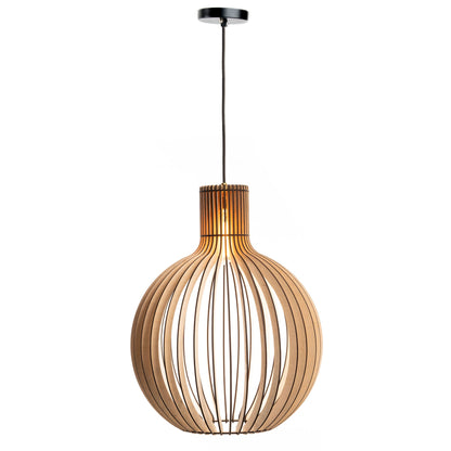 Bongo Birch Ply Ceiling Pendant Lamp | Large Globe Slatted Wooden Hanging Light