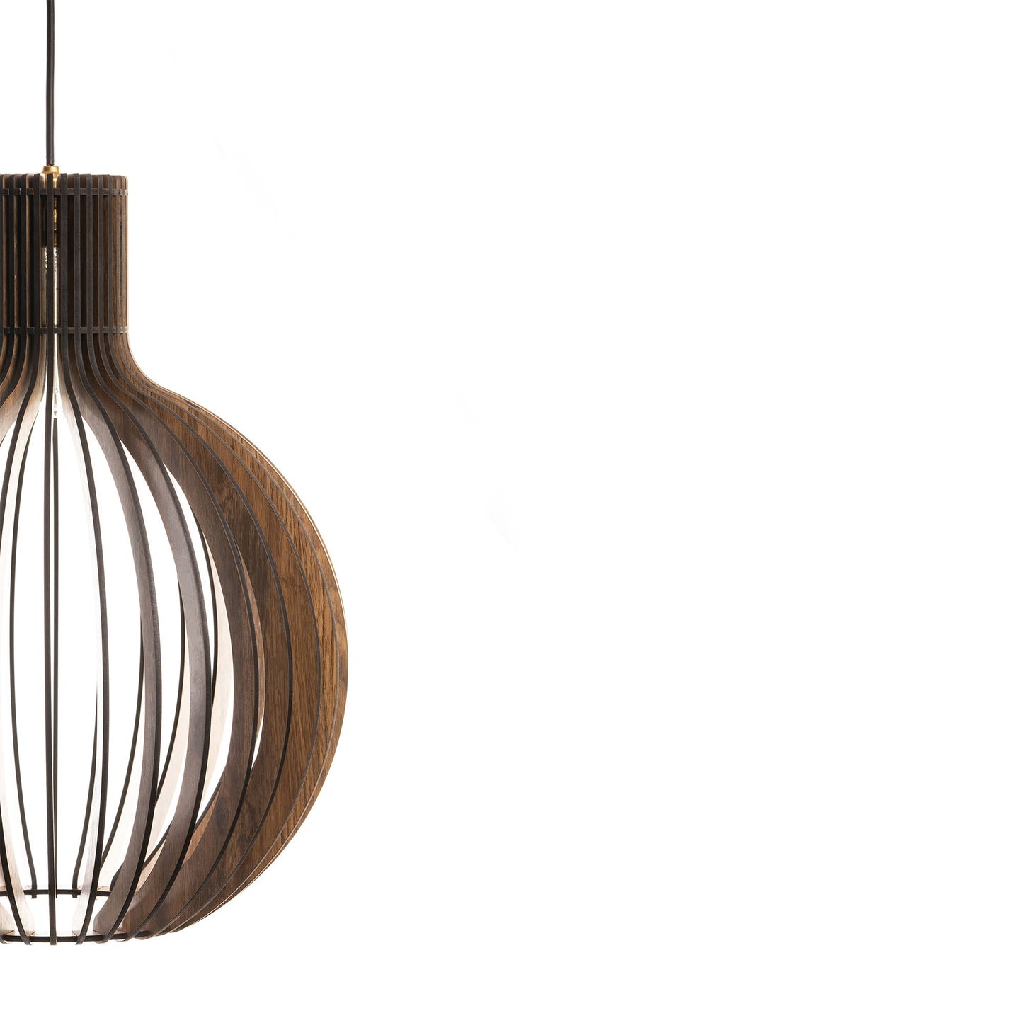 Bongo Pine Wood Ceiling Pendant Lamp | Large Globe Slatted Wooden Hanging Light