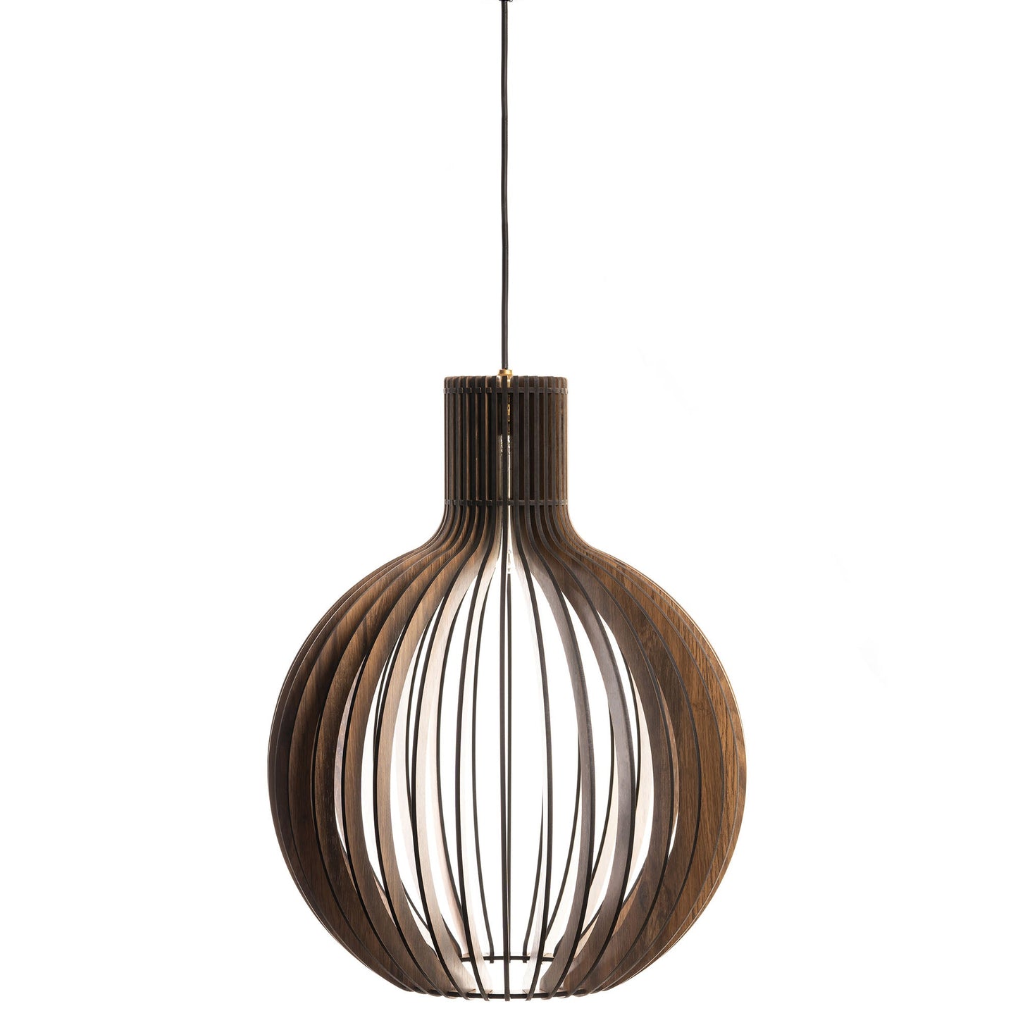 Bongo Pine Wood Ceiling Pendant Lamp | Large Globe Slatted Wooden Hanging Light