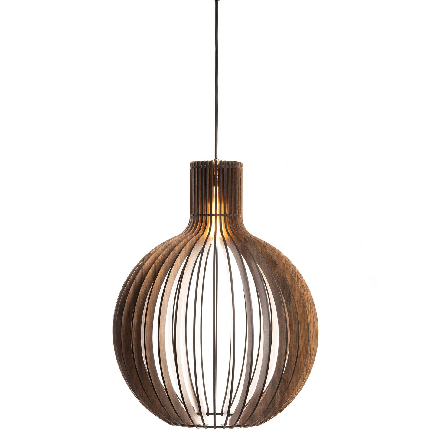 Bongo Pine Wood Ceiling Pendant Lamp | Large Globe Slatted Wooden Hanging Light