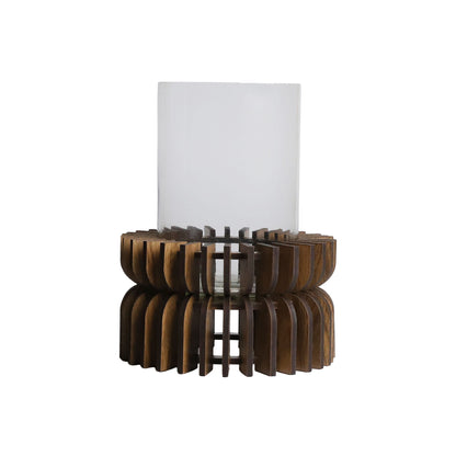 Charlotte Pine Wood Hurricane Candle Holder