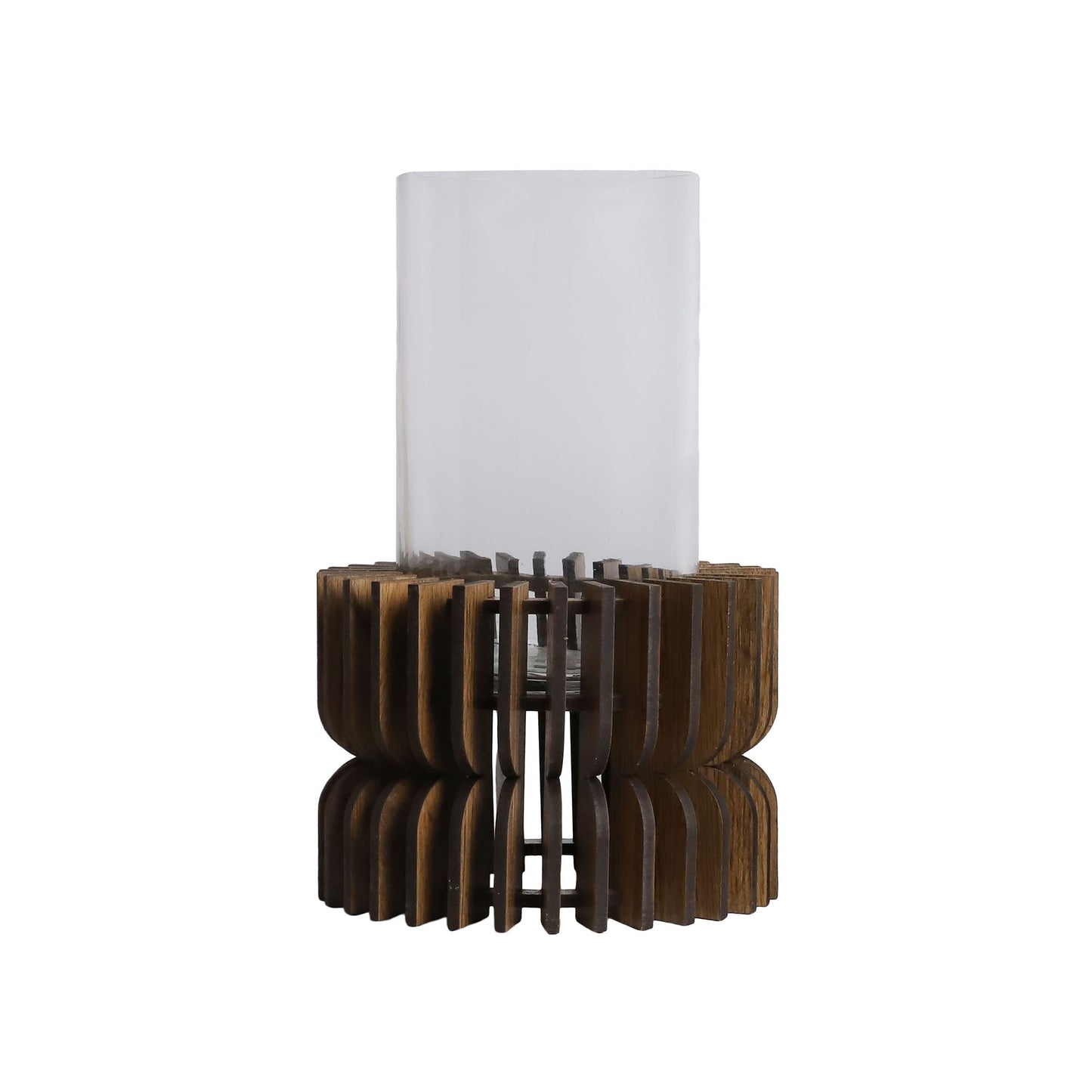 Charlotte Pine Wood Hurricane Candle Holder
