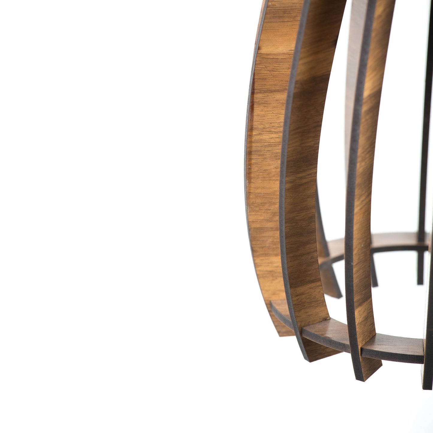Longline Engineered Wood Ceiling Pendant Lamp | Slim Hourglass Slatted Wooden Hanging Light