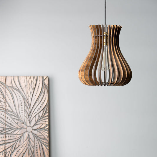 Curvy Engineered Wood Ceiling Pendant Lamp