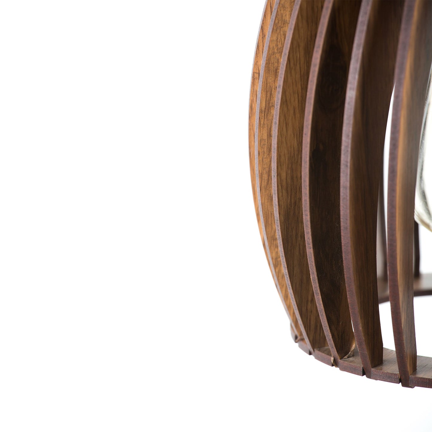 Carat Wood Ceiling Pendant Lamp | Compact Oval Slatted Wooden Hanging Light